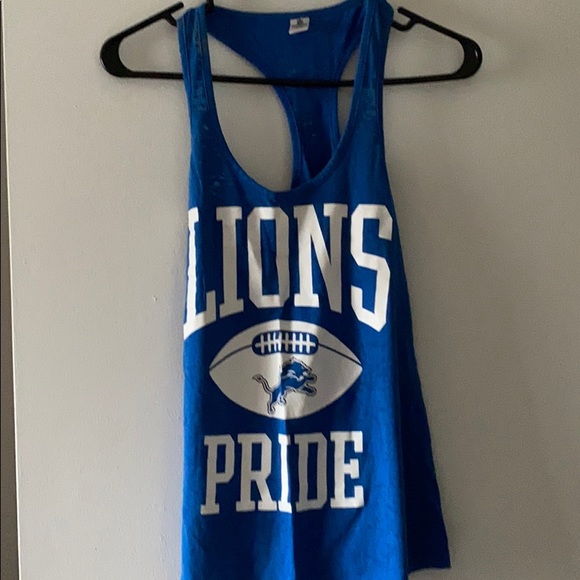 Detroit Lions Womens White and Gray Striped Tank Top